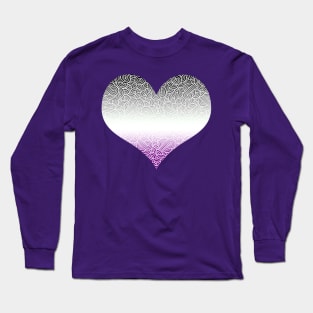Ombré asexuality colours and white swirls doodles heart Long Sleeve T-Shirt